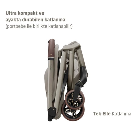 Maxi-Cosi Zero-G Led Işıklı Şarj Üniteli En Hafif Premium Travel Sistem Bebek Arabası Sand
