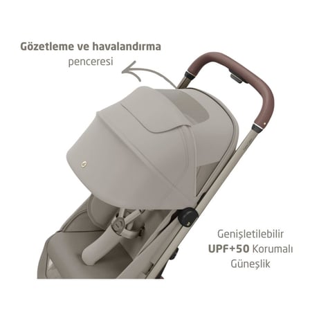 Maxi-Cosi Fame Cabin Portbebesiyle Katlanabilen Led Işıklı Şarj Üniteli Bebek Arabası Sand