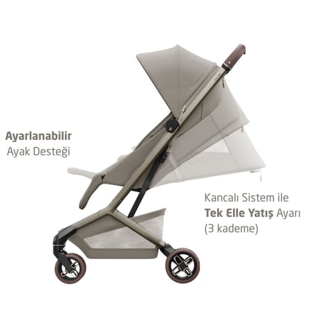 Maxi-Cosi Fame Cabin Portbebesiyle Katlanabilen Led Işıklı Şarj Üniteli Bebek Arabası Sand