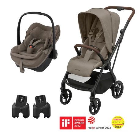 Maxi-Cosi Leona2-Pebble Slide Pro Tek Elle Katlanabilen Çift Yönlü Seyahat Sistem Bebek Arabası Truffle