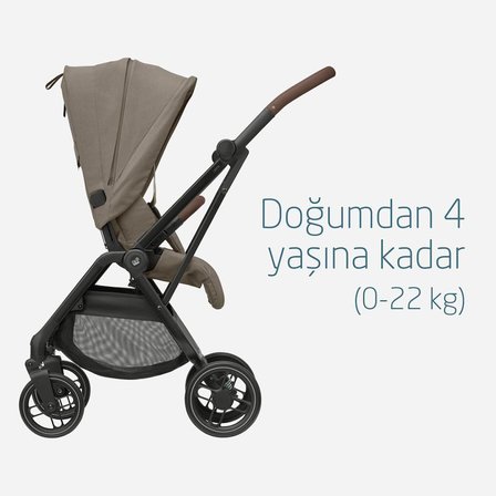 Maxi-Cosi Leona2-Pebble Slide Pro Tek Elle Katlanabilen Çift Yönlü Seyahat Sistem Bebek Arabası Truffle