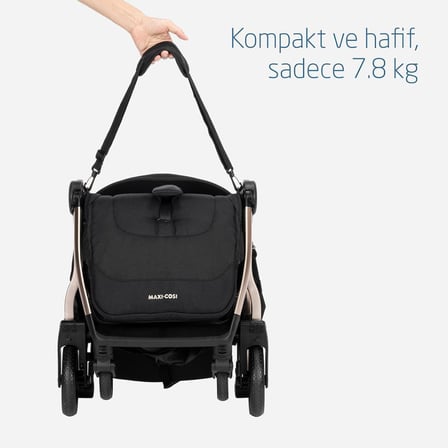 Maxi-Cosi Eva-Pebble S Otomatik Katlanan Seyahat Sistem Kompakt Bebek Arabası Champagne Black