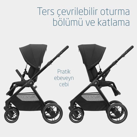 Maxi-Cosi Oxford-Pebble Slide Pro Çift Yönlü Seyahat Sistem Bebek Arabası Black