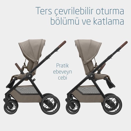 Maxi-Cosi Oxford-Pebble Slide Pro Çift Yönlü Seyahat Sistem Bebek Arabası Truffle-Sand