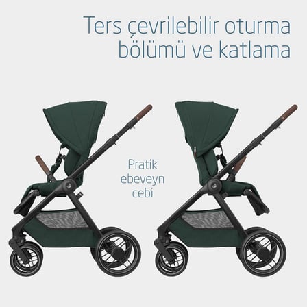 Maxi-Cosi Oxford-Pebble Slide Pro Çift Yönlü Seyahat Sistem Bebek Arabası Green-Graphite