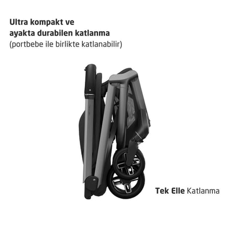 Maxi-Cosi Fame Cabin-Pebble Slide Pro Led Işıklı Entegre Telefon Şarj Üniteli Bebek Arabası Black