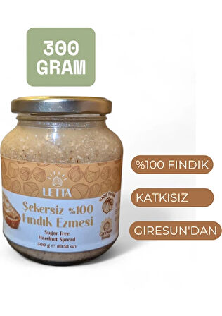 Letta Şekersiz %100 Fındık Ezmesi 300 gram 