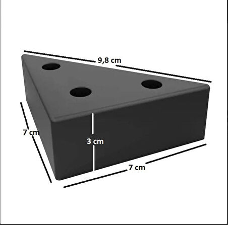 Üçgen, Masa, Dolap Piramit Mobilya Ayağı 3 Cm Siyah