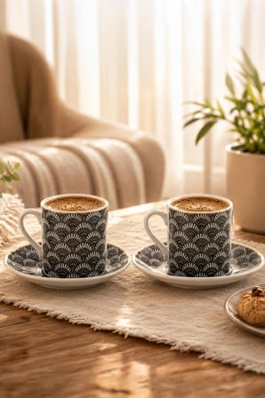 Porsima Sd-210-4 12 Parça Porselen Türk Kahve Fincan Takımı - 90ml Kahve Fincan Seti