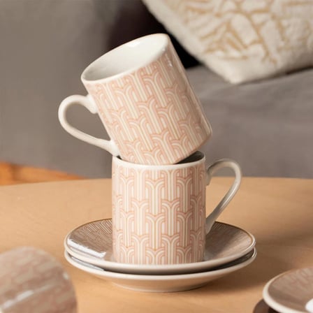 Porsima Sd-210-5 Porselen 6 Kişilik Fincan Seti 12 Parça Türk Kahvesi Fincanı Takımı-100ml