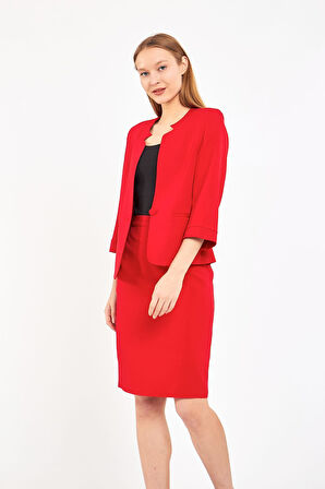 Yarım Kol Ceket Etek Takım Elbise