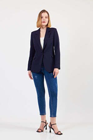 Lacivert Tek Düğme Ceket