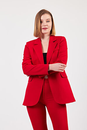 Kırmızı Ceket Pantolon Takım