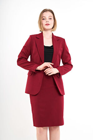 Bordo Ceket Etek Takım