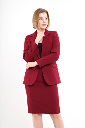 Bordo Ceket Etek Takım