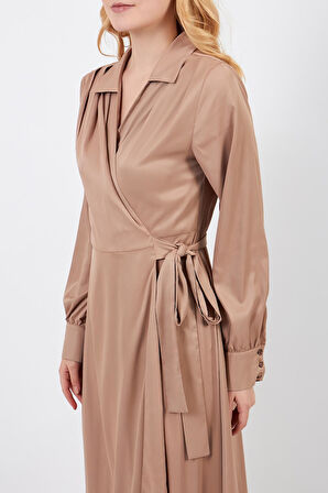 Vizon Mat Saten Elbise