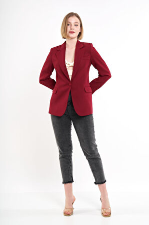 Bordo Tek Düğme Ceket