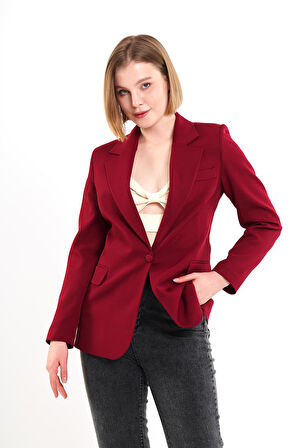 Bordo Tek Düğme Ceket