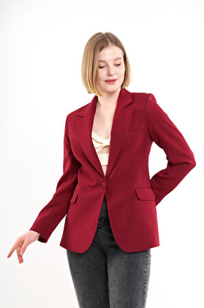 Bordo Tek Düğme Ceket