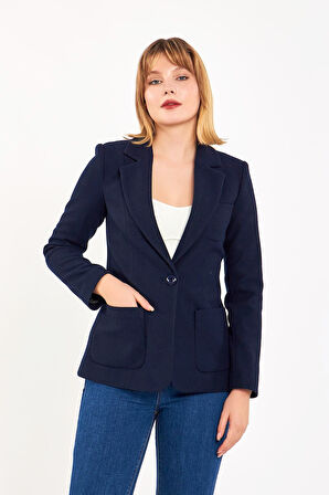 Lacivert Kaşe Ceket
