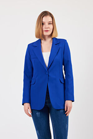 Saks Mavi Tek Düğme Ceket