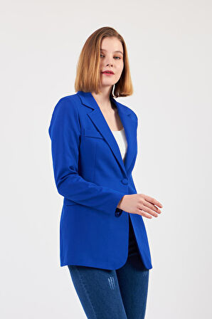 Saks Mavi Tek Düğme Ceket