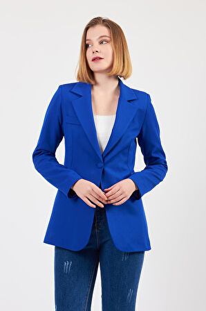 Saks Mavi Tek Düğme Ceket