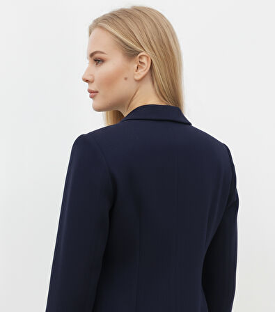 Lacivert Kaşe Kruvaze Ceket