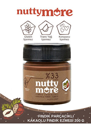 Nutty More %33 Fındık Parçacıklı Kakaolu Fındık Ezmesi 200 gr x 9 Adet