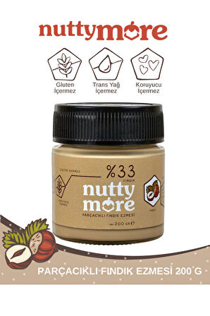 Nutty More %33 Fındık Parçacıklı Fındık Ezmesi 200 gr x 6 Adet