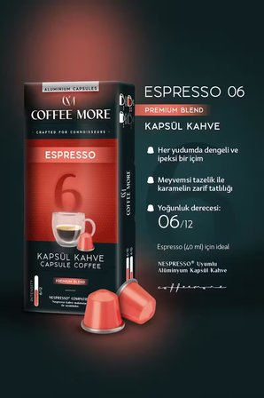 Coffee More 6 Espresso Kapsül Kahve 10 Kapsül 