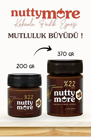 Nutty More %33 Fındık Parçacıklı Fındık Ezmesi 200 gr + %22 Kakaolu Fındık Ezmesi 370 gr