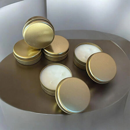 Çeşme Limonu Aromalı El Yapımı Soya Mum – Altın Kapaklı ve İki Fitilli