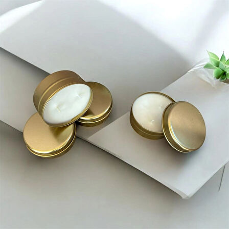 Çeşme Limonu Aromalı El Yapımı Soya Mum – Altın Kapaklı ve İki Fitilli