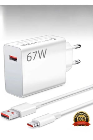 67w Turbo Şarj Aleti Xiaomi Uyumlu Turbo Hızlı 67w Şarj Seti Garantili Yüksek Voltaj Korumalı