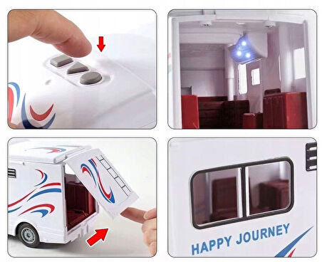 Sürtmeli Sesli Işıklı Oyuncak Karavan (Kapıları Açılabilen) 29 cm