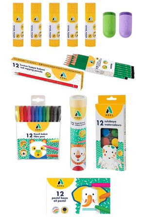 13 Parça Okul Öğrenci Seti,Boyama Seti,Yazı Seti,Stick Yapıştırıcı,Kalemtıraş Donanımlı Set