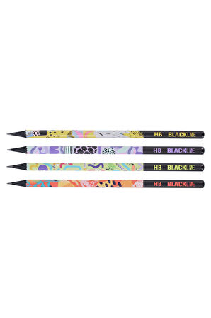 Blackline Karışık Kurşun Kalem 12'li Set,Uzay Desenli,Neon,Mozaik Desenli Konsept Kurşun Kalemler