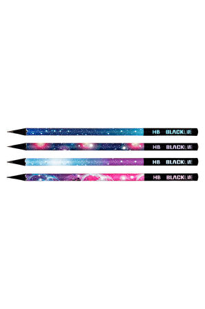 Blackline Karışık Kurşun Kalem 12'li Set,Uzay Desenli,Neon,Mozaik Desenli Konsept Kurşun Kalemler