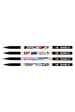 Blackline Karışık Kurşun Kalem 12'li Set,Uzay Desenli,Neon,Mozaik Desenli Konsept Kurşun Kalemler