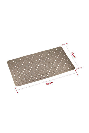 Efe Mark Premium Serisi Banyo - Küvet İçi Kaydırmaz Vantuzlu Oluklu Desenli Diktördgen Paspas 67,5 x 34,5 cm Krem