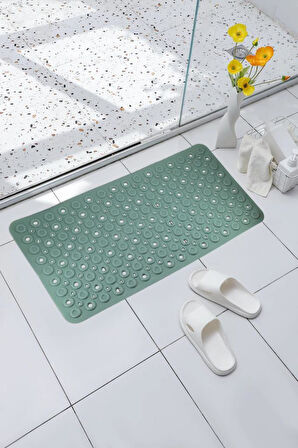 Efe Mark Premium Serisi Banyo - Küvet İçi Kaydırmaz Vantuzlu Oluklu Desenli Diktördgen Paspas 67,5 x 34,5 cm, Yeşil