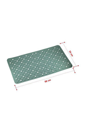 Efe Mark Premium Serisi Banyo - Küvet İçi Kaydırmaz Vantuzlu Oluklu Desenli Diktördgen Paspas 67,5 x 34,5 cm, Yeşil
