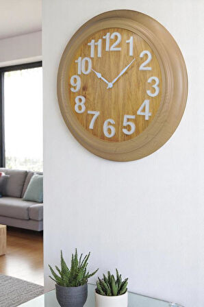 Efe Mark Premium Serisi Modern Tasarım 75 cm Ev ve Ofis Duvar Saati Latin Rakamlı Bambu Renkli