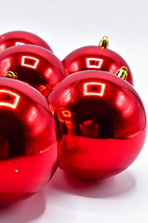 Waldern 6 Lı 10 Cm Parlak Yılbaşı Ağacı Süsü Cici Top Kırmızı