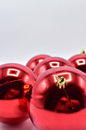 Waldern 6 Lı 10 Cm Parlak Yılbaşı Ağacı Süsü Cici Top Kırmızı