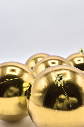 Waldern 6 Lı 10 Cm Parlak Yılbaşı Ağacı Süsü Cici Top Gold