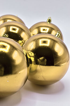 Waldern 6 Lı 10 Cm Parlak Yılbaşı Ağacı Süsü Cici Top Gold