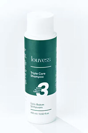 Louvess Üçlü Bakım Şampuanı ( Biotin, Keratin ve Kafein İle Güçlendirilmiş Saç Bakım Şampuanı 400 ML )
