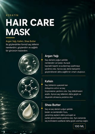 Louvess Keratin Saç Bakım Maskesi (Argan Yağı - Shea Butter - Kafein - 150 ML)